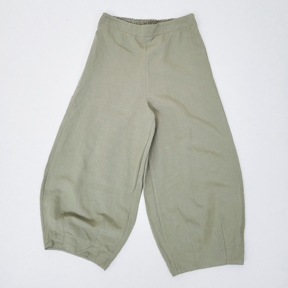 Ozai N Ku Linen Culottes Capris Rayon Sparta Tulip Pants Tapered Ankle Cropped - Picture 2 of 8